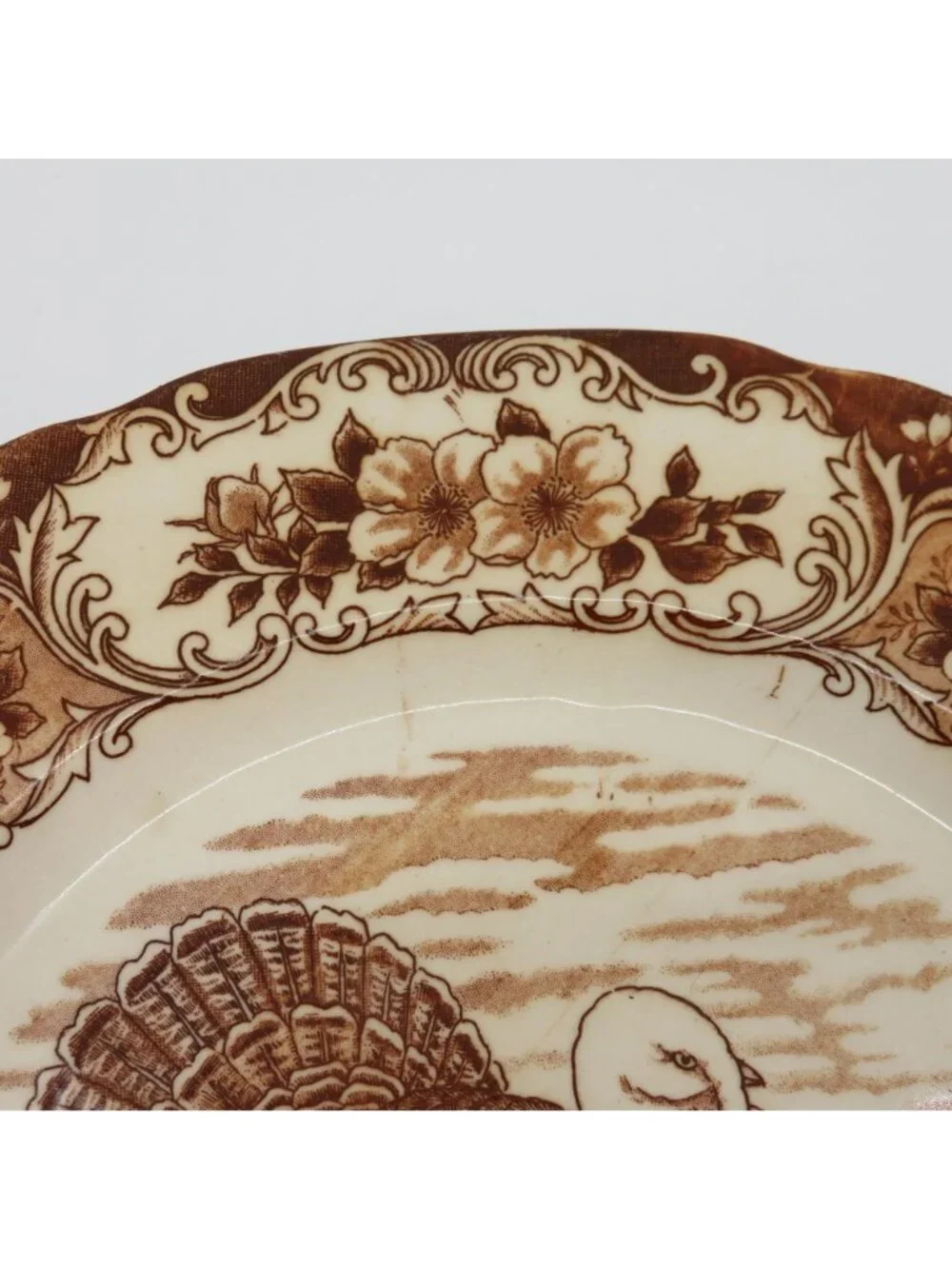 VTG Ucagco Turkey Flower Floral Plate 10.1in Thanksgiving Retro Made in Japan